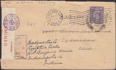 127230 1944 MAIL FIELD POST OFFICE 142 (EGYPT) TO CLEVELAND REDIRECTED TO INDIANA.
