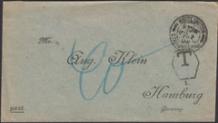 127246 1905 UNPAID MAIL BRIDLINGTON TO HAMBURG WITH 'BRIDLINGTON/STATION.OFFICE' DATE STAMP.