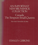 127290 'AN IMPORTANT NEW BRUNSWICK COLLECTION, CANADA THE SIMPSON SMALL QUEENS' STANLEY GIBBONS AUCTION NOVEMBER 1980.