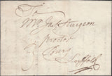 128110 1779 'V' LONDON GENERAL POST RECEIVER'S HAND STAMP OF WILLIAM VENABLES ON LETTER LONDON TO BURY, SUFFOLK.