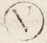128110 1779 'V' LONDON GENERAL POST RECEIVER'S HAND STAMP OF WILLIAM VENABLES ON LETTER LONDON TO BURY, SUFFOLK.
