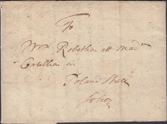 128150 1725 MAIL USED IN LONDON TO SOHO WITH ST. PAULS OFFICE DOCKWRA HAND STAMP (L347).