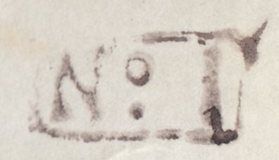 128358 1843 MAIL CHELTENHAM TO LEICESTER WITH 'NO.1' RECEIVERS HAND STAMP.
