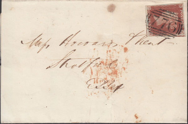 128456 TAUNTON (SOMERSET) EARLY USE '776' BARRED NUMERAL ON LETTER DATED MAY 28TH 1844.