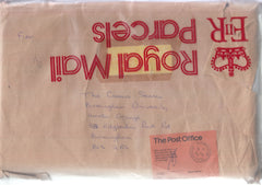 128589 1984 PARCEL (300 X 200 X 50) USED IN BIRMINGHAM WITH 'FOUND OPEN IN TRANSIT' ADVICE NOTE AND CANCELLED 'BIRMINGHAM/BROKEN.PKTS.' DATE STAMP.