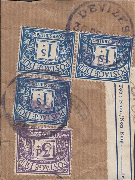 128620 1954-1960 POST MARKS/CHARGE MARKS OF DEVIZES (4 ITEMS).