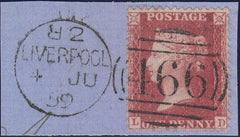 128756 1859 DIE 2 1D PL.34 (SG40)(LD) ON DATED PIECE.