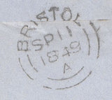 128885 1849 MAIL LIVERPOOL TO BRISTOL WITH 'BRISTOL' DATE STAMP WITH BROKEN ARCS.