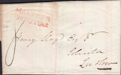 129137 1827 MAIL MALVERN, WORCS TO LUDLOW WITH 'MALVERN/PENNY POST' HAND STAMP (WO506).