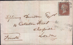 129172 1842 MAIL CHERTSEY, SURREY TO LONDON WITH 'ADDLESTONE/PENNY POST' HAND STAMP (SY4).