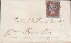129176 1850 MAIL USED LOCALLY IN BEWDLEY, WORCS WITH '68' NUMERAL OF BEWDLEY IN BLUE (SPEC B1xb) AND 'CLEOBURY/PENNY POST' HAND STAMP (WO184).