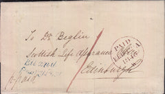 129337 1840 MAIL ELLAND, WEST YORKS TO EDINBURGH WITH 'ELLAND/PENNY POST' HAND STAMP IN BLUE (YK934).