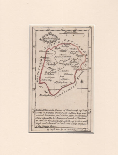 129640 1759 MAP OF RUTLANDSHIRE BY JOHN GIBSON.