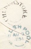 129723 1851 MAIL CHURCHSTOKE TO WELSHPOOL WITH 1D (SG8)(KD), ON REVERSE 'CHURCHSTOKE' UDC (W784).