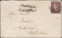129814 1845 MAIL WRENTHAM, SUFFOLK TO UXBRIDGE WITH 'WRENTHAM/PENNY POST' HAND STAMP IN BLACK (SK435).