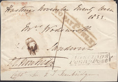 129860 1833 FREE FRONT HASTINGS TO SANDWICH WITH 'X POST' MANUSCRIPT AND 'HASTINGS/PENNY POST' HAND STAMP (SX626).