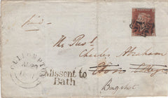 129894 1841 LARGE PART WRAPPER CULLOMPTON TO ETON COLLEGE WITH 'MISSENT TO/BATH' HAND STAMP (SO157).