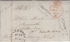 129916 1841 LEGACY DUTY DEPARTMENT LETTER LONDON TO 'WITTERSHAM, TENTERDEN' BUT INCORRECTLY ADDRESSED AND 'WITTERSHAM/PENNY POST' HAND STAMPS (KT1358).