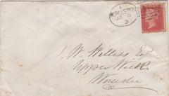 129998 1863 MAIL USED IN WORCESTER WITH 'WORCESTER/918' SPOON SECOND RECUT (RA129).
