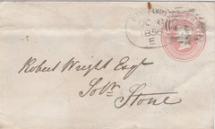130013 1856 1D PINK ENVELOPE WITH 'STAFFORD/732' SPOON (RA120).
