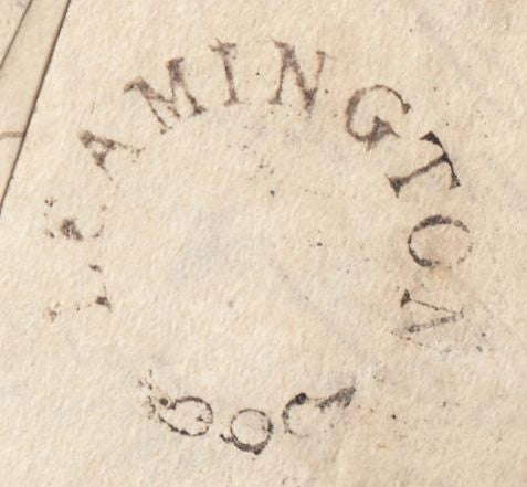 130085 1826 MAIL LEAMINGTON TO ATHERSTONE WITH 'LEAMINGTON' HAND STAMP WITH FLEURON (WA203) AND 'WARWICK/P.Y POST' HAND STAMP (WA412).