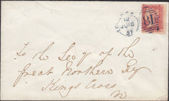 131176 1857 MAIL USED IN LONDON WITH 'LONDON E.C/81' DUPLEX IN BLUE (SPEC C1vb cat. £850).