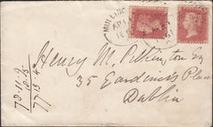 131271 1861 MAIL MULLINGAR TO DUBLIN WITH 'MULLINGAR/345' IRISH SPOON CANCELS (RA43).