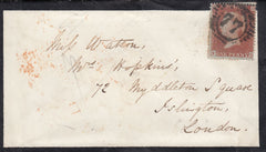 131297 1855 MOURNING ENVELOPE RICHMOND, SURREY TO ISLINGTON WITH DIE 1 1D RES.PL.3 (SG17)(NH).