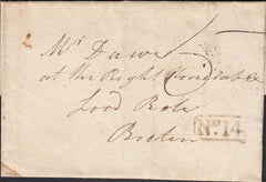 131452 1833 MAIL TO BICTON, DEVON WITH 'EXETER/PY_ P.' HAND STAMP (DN627).