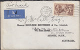 131470 1935 AIR MAIL LONDON TO AUSTRALIA WITH 2/6 RE-ENGRAVED SEAHORSE (SG450).