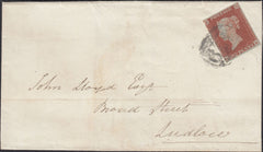 131593 1845 MAIL BRAMPTON BRYAN, HEREFORDSHIRE TO LUDLOW WITH 'BRAMPTON-BRYAN' UDC (HF14).