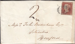 131595 1852 UNDERPAID MAIL BRAMPTON BRYAN TO HEREFORD WITH 'BRAMPTON-BRYAN' UDC (HF14).