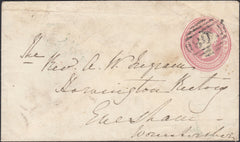 131596 1853 1D PINK ENVELOPE BRAMPTON BRYAN, HEREFORDSHIRE TO EVESHAM WITH 'BRAMPTON-BRYAN' UDC (HF14).