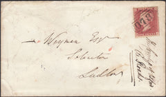 131603 1858 MAIL BRAMPTON BRYAN, HEREFORDSHIRE TO LUDLOW WITH VERY FINE '078' NUMERAL OF BRAMPTON BRYAN.