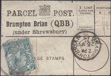 131607 1898-1915, PARCEL POST LABELS 'BRAMPTON BRIAN (QBB)/(Under Shrewsbury).