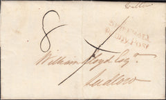 131726 1815 MAIL MADELEY, SHROPS TO LUDLOW WITH 'SHIFFNALL/PENNY POST' HAND STAMP (SH550).
