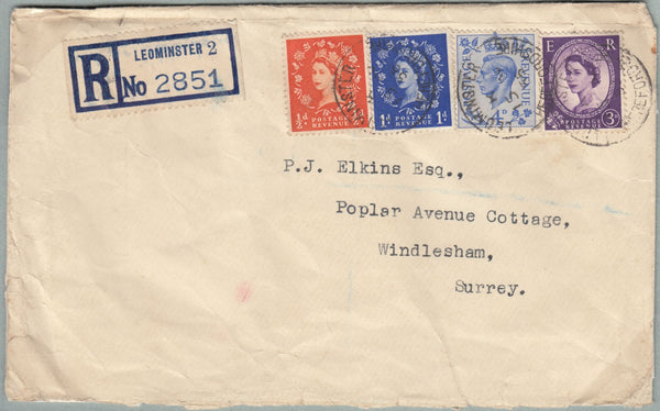 131836 COLLECTION OF LEOMINSTER, HEREFORDSHIRE CANCELLATIONS AND USAGES 1933-1986 (12 ITEMS).