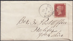 131859 1872 MAIL SHOBDON, HEREFORDSHIRE TO HALIFAX WITH '456' 3HOS NUMERAL OF SHOBDON.