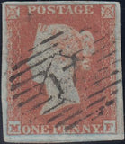 131925 1852 DIE 1 1D PL.143 WATERMARK INVERTED (SG8Wi) LETTERED MF MATCHED WITH UPRIGHT WATERMARK.