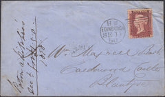 132152 1858 MAIL EDINBURGH TO CALDERWOOD CASTLE, BLANTYRE WITH 'BLANTYRE STATION' TYPE III SCOTS LOCAL HAND STAMP ON REVERSE.