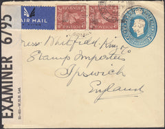 132457 1944 AIR MAIL, LURGAN, NORTHERN IRELAND TO 'WHITFIELD KING' STAMP DEALERS OF IPSWICH.