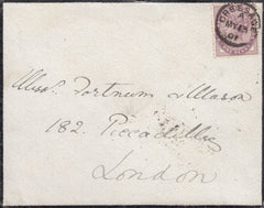 132545 1901 MOURNING ENVELOPE CRESSAGE, SHROPSHIRE TO LONDON WITH 'CRESSAGE' DATE STAMP.