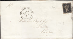 132771 1840-1841 PAIR OF COVERS FROM COALBROOKDALE WITH 1840 1D BLACK (SG2) AND 1840 2D BLUE (SG4).