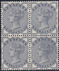 133114 1887 ½D SLATE-BLUE (SG187) UNMOUNTED BLOCK OF FOUR.