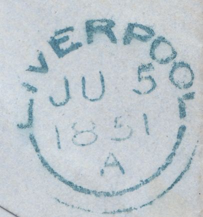 133208 1851 1D ARCHER PL.97 EXPERIMENTAL PERFORATION (SG16b) ON COVER LONDON TO LIVERPOOL.