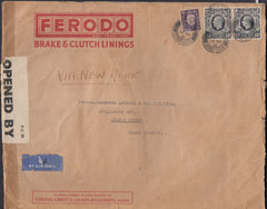 133428 1941 AIR MAIL BUXTON, DERBYSHIRE TO ARGENTINA WITH 3D VIOLET (SG467) AND PAIR 10S DARK BLUE (SG478).