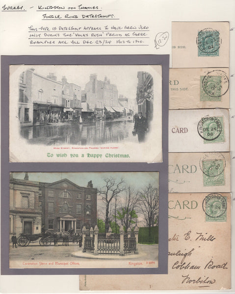 133481 COLLECTION OF 'KINGSTON ON THAMES' CANCELLATIONS 1874-1970 (127 ITEMS).