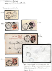 133483 COLLECTION OF 'NORBITON/KINGSTON ON THAMES' CANCELLATIONS 1859-1895 (5 ITEMS).