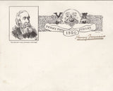 133773 1890 HARRY FURNISS CARICATURE AND INSERT '1890 PENNY POST JUBILEE' IN BLACK AND SIGNED BY FURNISS.