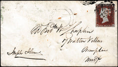 133957 1855 MAIL YARMOUTH TO BROMPTON, MIDDLX, SG17 (NJ), 'HEMSBY' UDC, ENVELOPE WRITTEN AND SIGNED BY 'JOSEPH HUME', RADICAL REFORMER.
